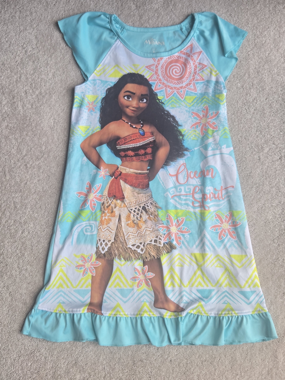 Disney Moana Turquoise Aqua Nightgown with Graphic Print